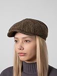 Кепка STETSON арт. 6870702 HATTERAS HERRINGBONE VIRGIN WOOL (оливковый / бежевый)